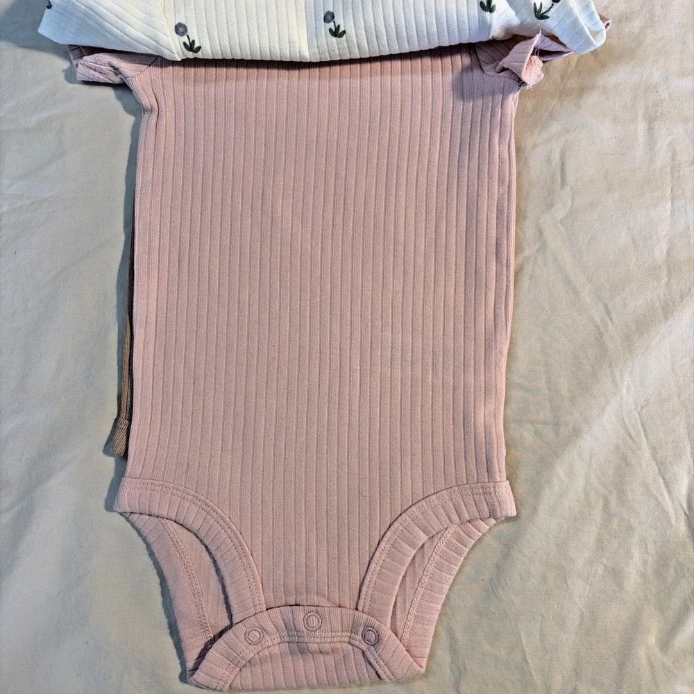 Carter's 3-pack Bodysuits in Pink, Brown & Flowers - 6M